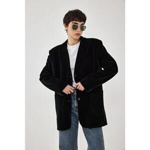DÉ ROCOCO Oversized Rigid Black Velvet Blazer Small